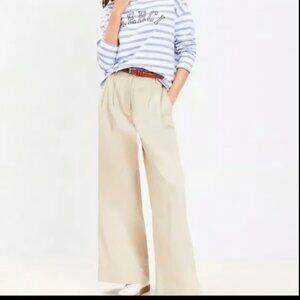 ANN TAYLOR WIDE LEG POPLIN COTTON PANTS KHAKI TAN NWOT $89 8